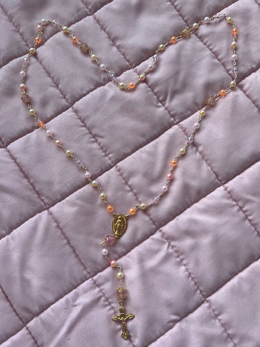Pink&Orange Bead Mix Rosary