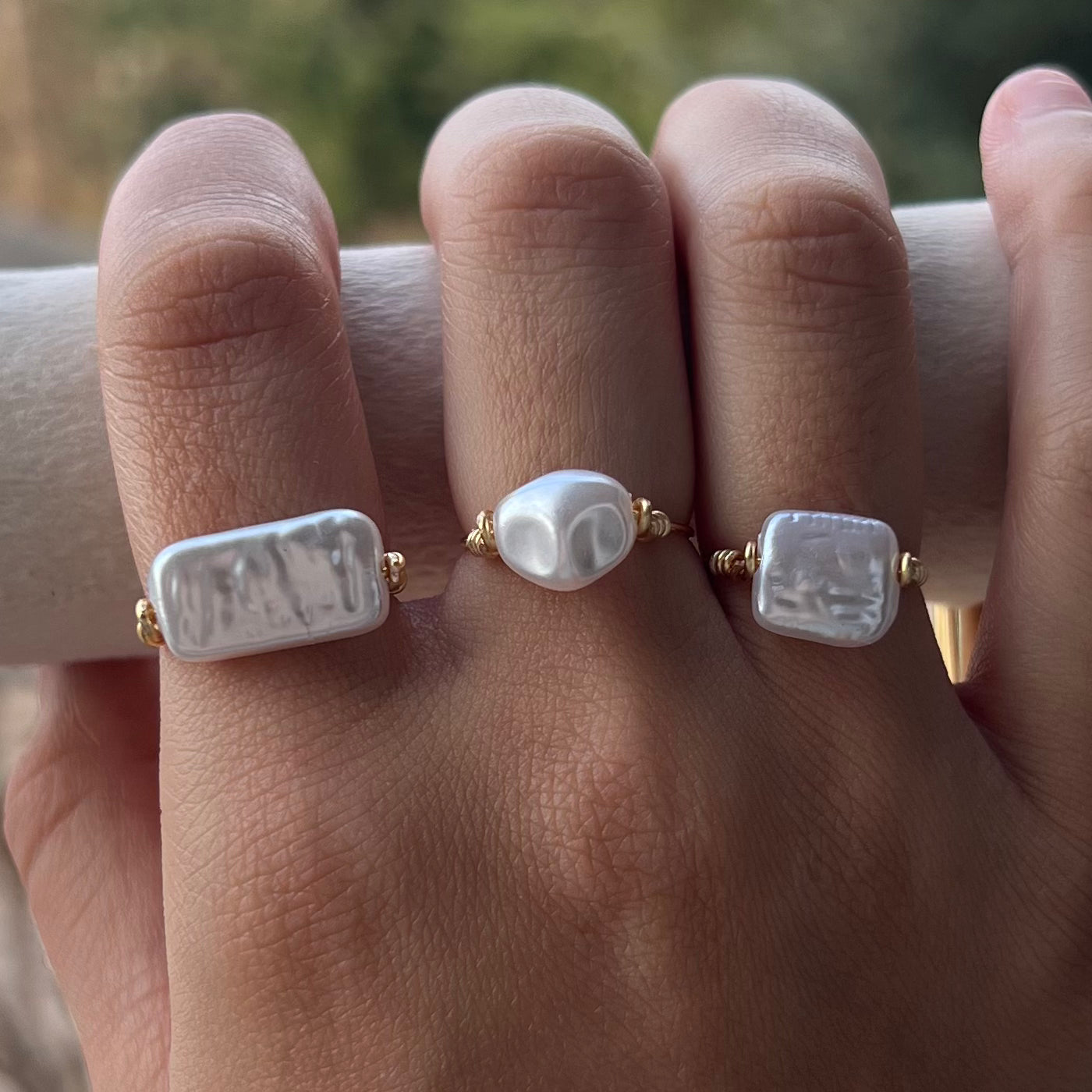 Wrapped Pearl Rings