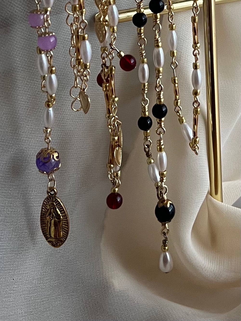 pearl blessed virgin mary necklace