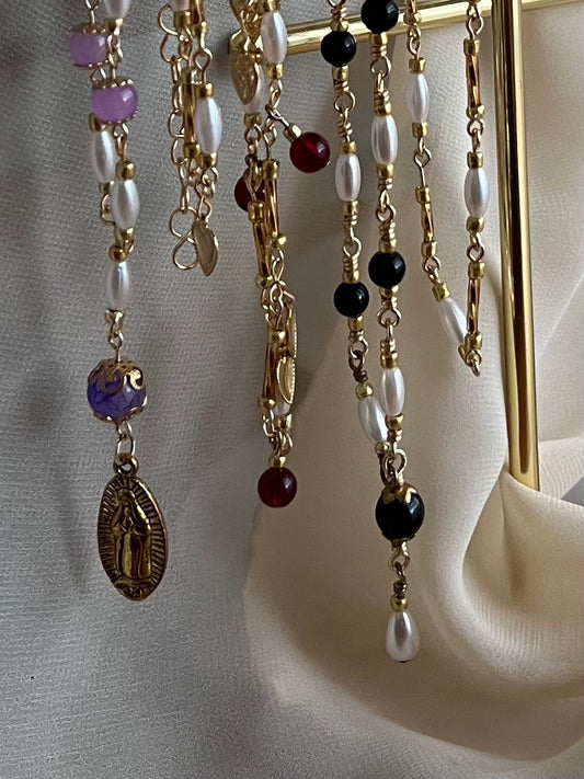 pearl blessed virgin mary necklace